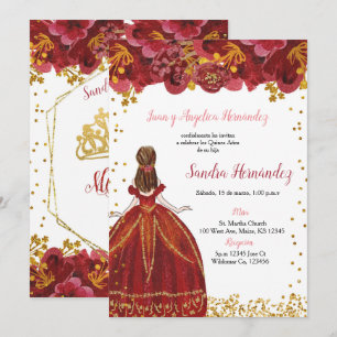 Einladung von Red and Gold Quinceañera