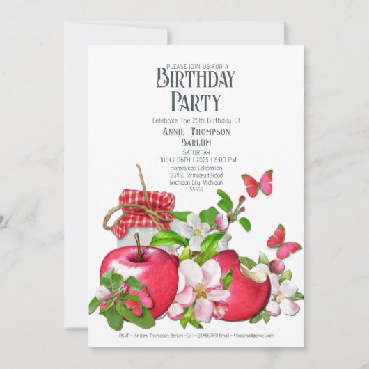 Einladung von Red Apple zum Geburtstag (Vorderseite)