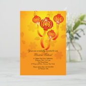 Einladung von Red Chinese Lanterns (Stehend Vorderseite)