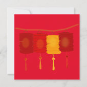 Einladung von Red Chinese New Lanterns (Rückseite)