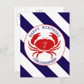 Einladung von Red Crab Nautical Birthday (Vorne/Hinten)