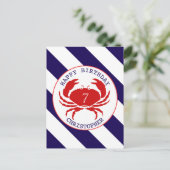 Einladung von Red Crab Nautical Birthday (Stehend Vorderseite)