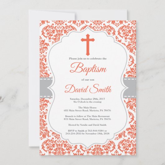 Einladung von Red Damask Cross (Vorderseite)