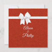 Einladung von Red Glitzer and Bow Wedding (Rückseite)