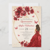 Einladung von Red & Gold Quinceañera (Vorderseite)