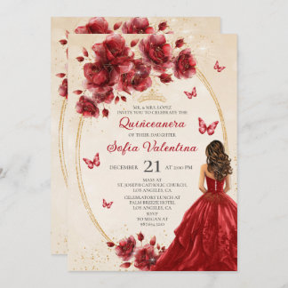 Einladung von Red & Gold Quinceañera