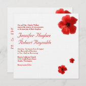 Einladung von Red Hibiskus Hochzeit (Vorne/Hinten)