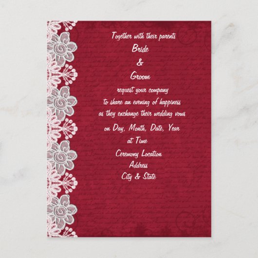 Einladung von Red Lace Wedding (Vorderseite)