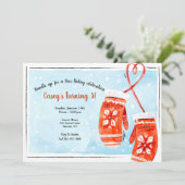 Einladung von Red Mittens zum Geburtstag (Stehend Vorderseite)