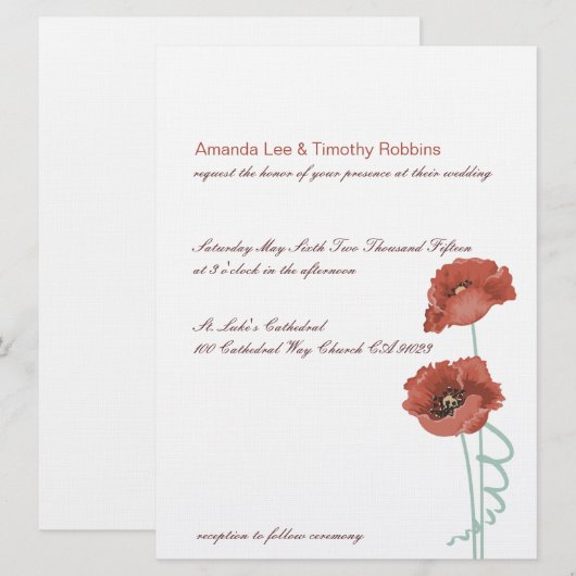 Einladung von Red Peonies (Vorne/Hinten)