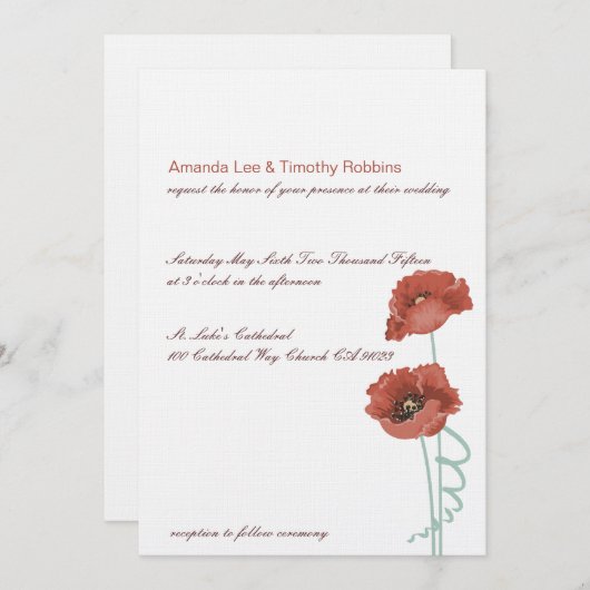 Einladung von Red Peonies (Vorne/Hinten)