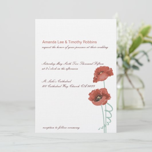 Einladung von Red Peonies (Stehend Vorderseite)