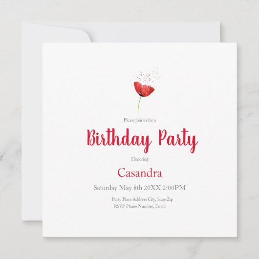 Einladung von Red Poppy (Vorderseite)