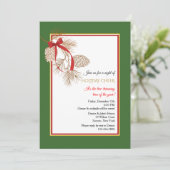Einladung von Red Ribbon Pinecones (Stehend Vorderseite)
