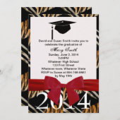 Einladung von Red Ribbon Zebra und Tiger Abschluss (Vorne/Hinten)