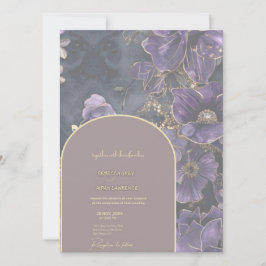 Einladung von Regal Lila und Gold Floral Wedding