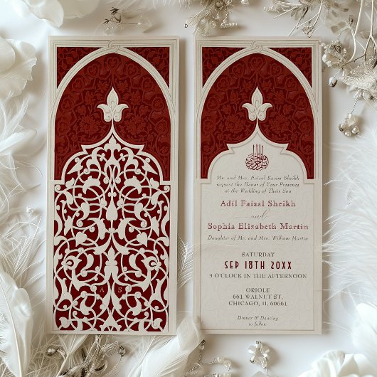 Einladung von Regal Red Islamic Lace Wedding