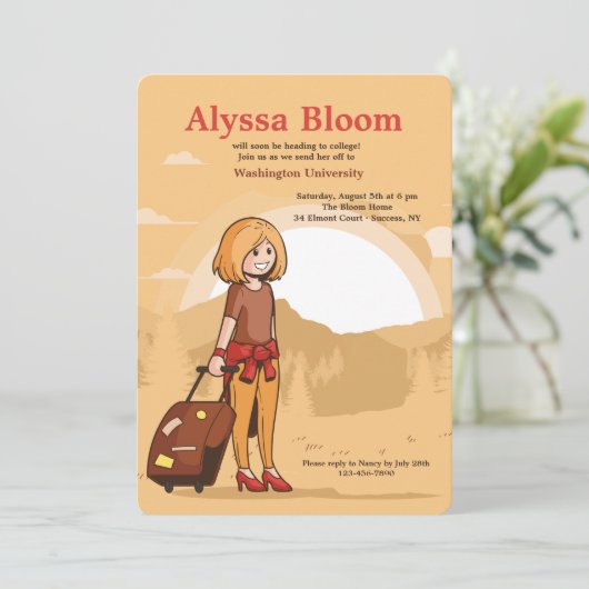 Einladung von reisenden Mädchen (Stehend Vorderseite)