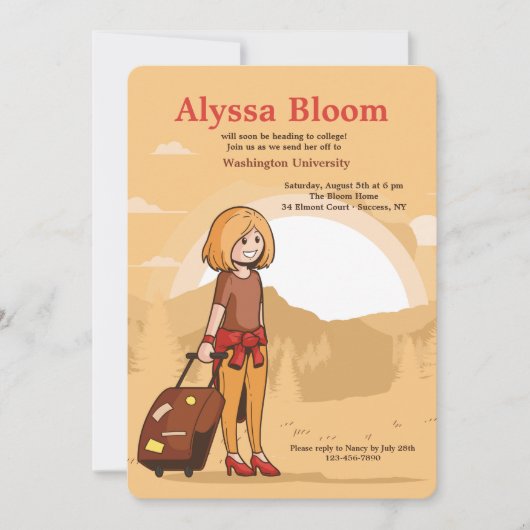 Einladung von reisenden Mädchen (Vorderseite)