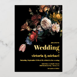 Einladung von Rembrandt Dark and Moody Floral Foil