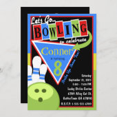 Einladung von Retro Bowling Birthday Party (Vorne/Hinten)