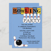 Einladung von Retro Bowling Birthday Party (Vorne/Hinten)