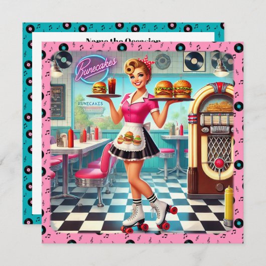 Einladung von Retro Diner (Vorne/Hinten)