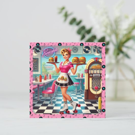 Einladung von Retro Diner (Stehend Vorderseite)