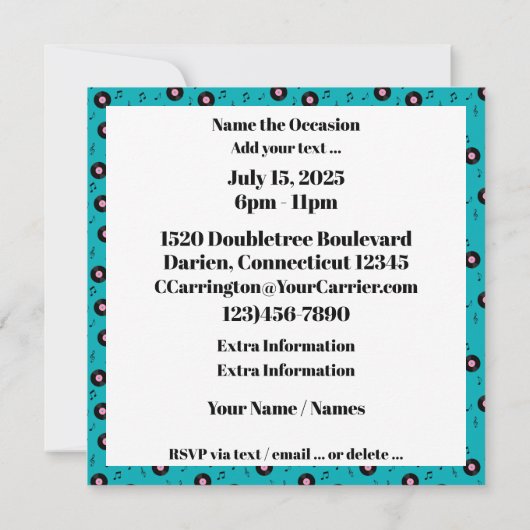 Einladung von Retro Diner (Rückseite)