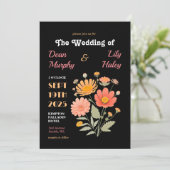 Einladung von Retro Floral (Stehend Vorderseite)