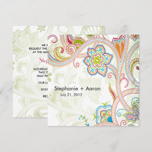 Einladung von Retro Floral (Vorne/Hinten)