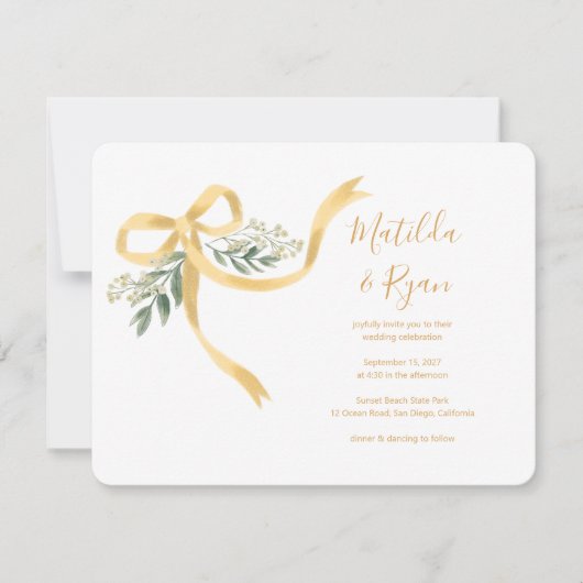 Einladung von Ribbon Bow Hochzeit (Vorderseite)