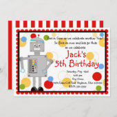 Einladung von Robot Birthday (Vorne/Hinten)