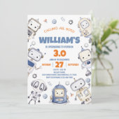 Einladung von Robot Birthday (Stehend Vorderseite)