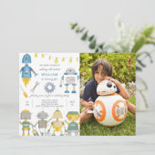 Einladung von Robot zum Geburtstag mit Foto (Stehend Vorderseite)