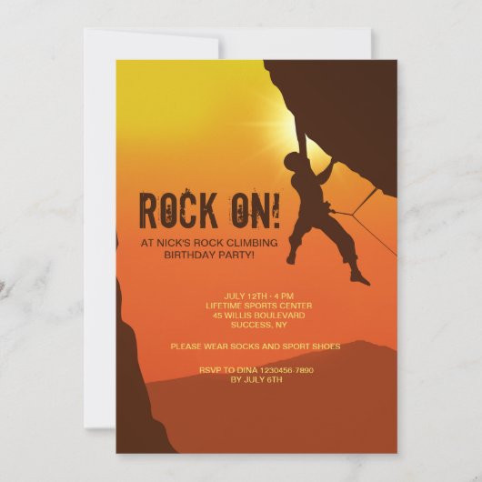 Einladung von Rock Climber (Vorderseite)