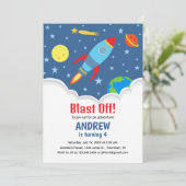Einladung von Rocket Birthday (Stehend Vorderseite)