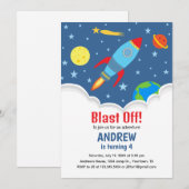 Einladung von Rocket Birthday (Vorne/Hinten)