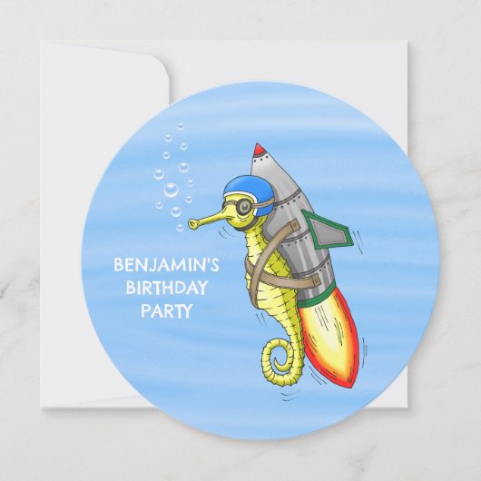 Einladung von Rocket Seepferd zum Geburtstag (Vorderseite)