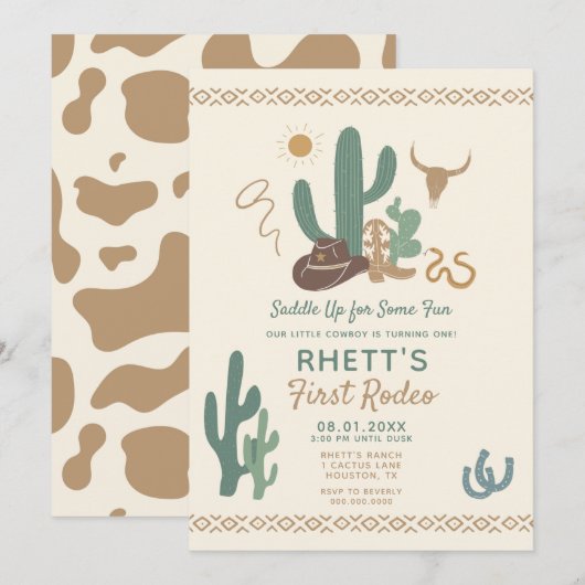 Einladung von Rodeo zum Geburtstag (Vorne/Hinten)
