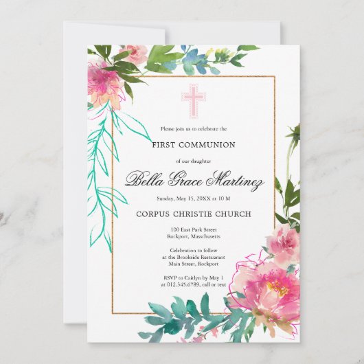 Einladung von Rosa Peony (Vorderseite)