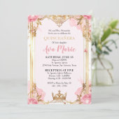 Einladung von Rosa und Gold Quinceñera (Stehend Vorderseite)