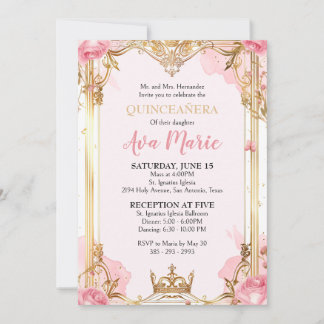Einladung von Rosa und Gold Quinceñera