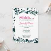 Einladung von Rosa und Grüner Flora (Vorderseite/Rückseite Beispiel)