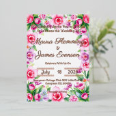 Einladung von rosa und Lila Blumenblättern (Stehend vorne)