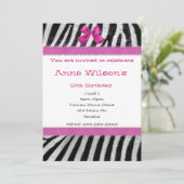 Einladung von Rosa und Zebra Mädchen (Stehend Vorderseite)