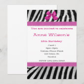 Einladung von Rosa und Zebra Mädchen (Vorne/Hinten)