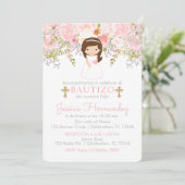 Einladung von Rosas para Bautizo de niña Einladung (Stehend Vorderseite)