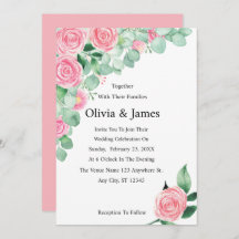 Einladung von Rose und Eukalyptus