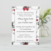 Einladung von Rose und Herz (Stehend Vorderseite)